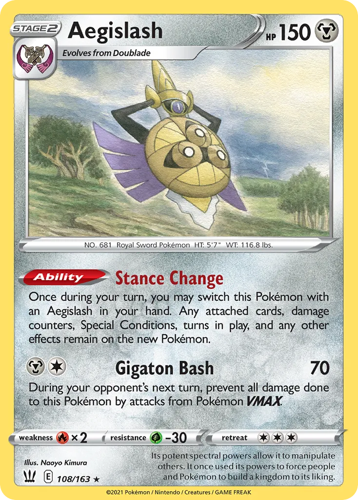 2021 Battle Styles Aegislash Rare Holo #107/163 Rare Holo card image