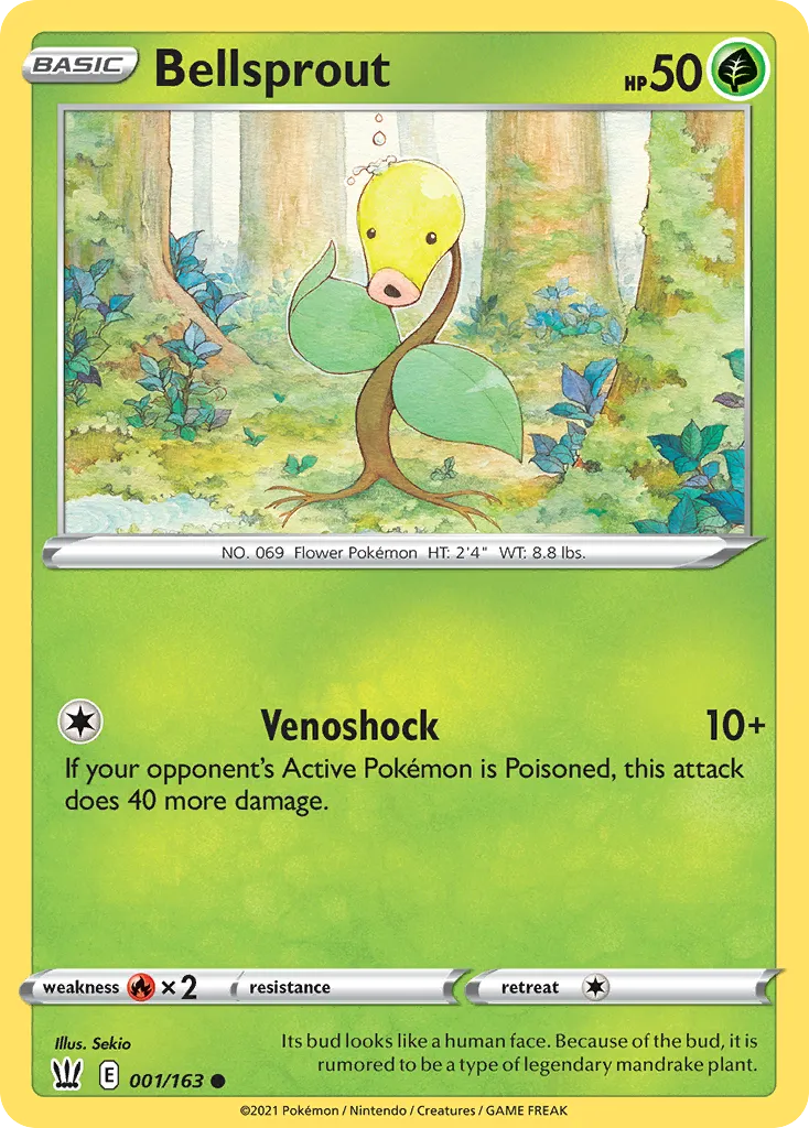 2021 Battle Styles Bellsprout Common #001/163 Common card image