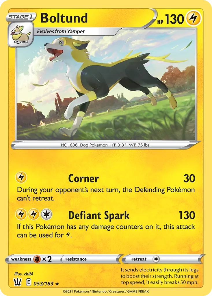 2021 Battle Styles Boltund #053/163 Rare card image