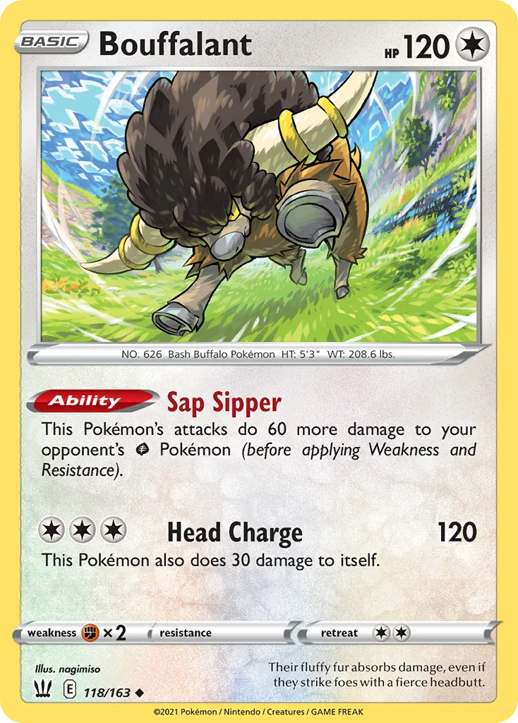 2021 Battle Styles Bouffalant Uncommon #118/163 Uncommon card image
