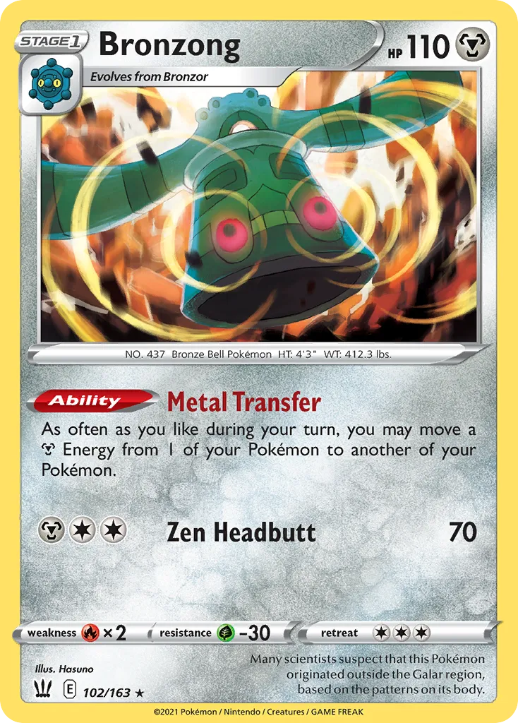 2021 Battle Styles Bronzong Rare Holo #102/163 Rare Holo card image