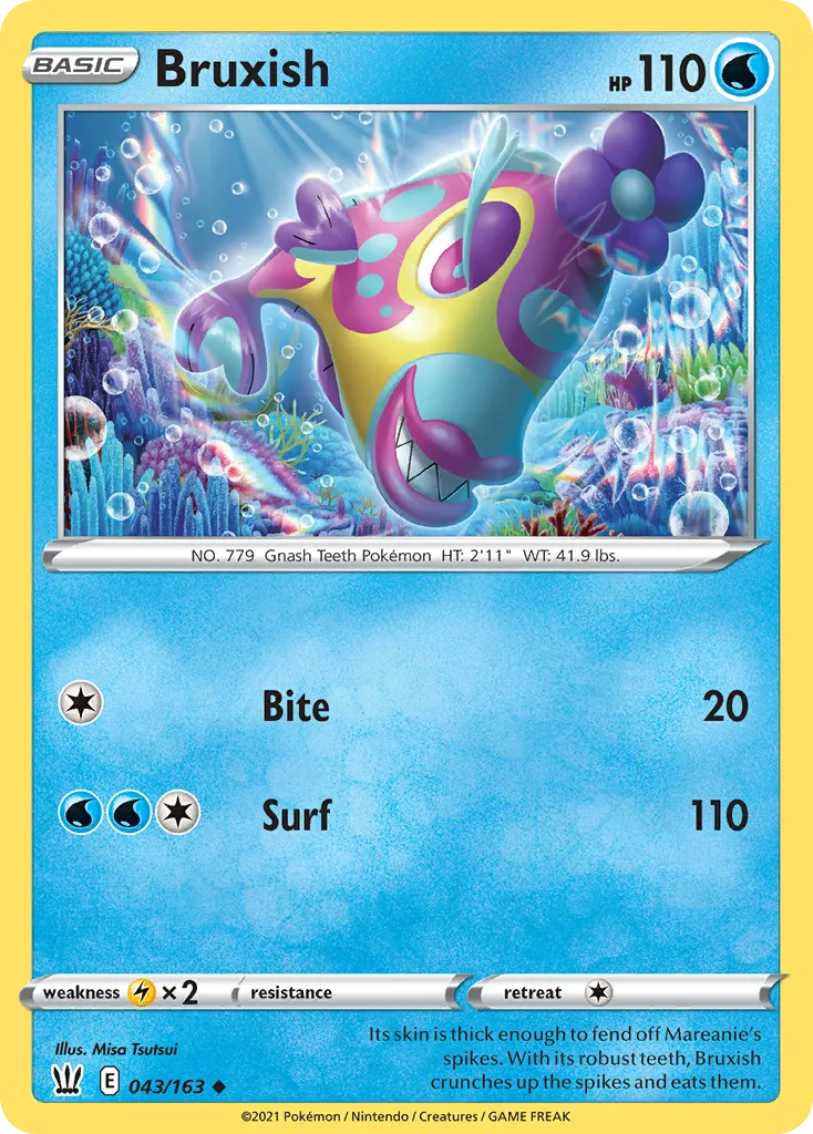 2021 Battle Styles Bruxish Uncommon #043/163 Uncommon card image