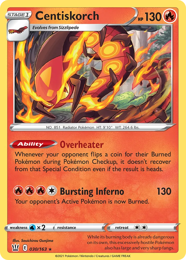 2021 Battle Styles Centiskorch #030/163 Rare card image