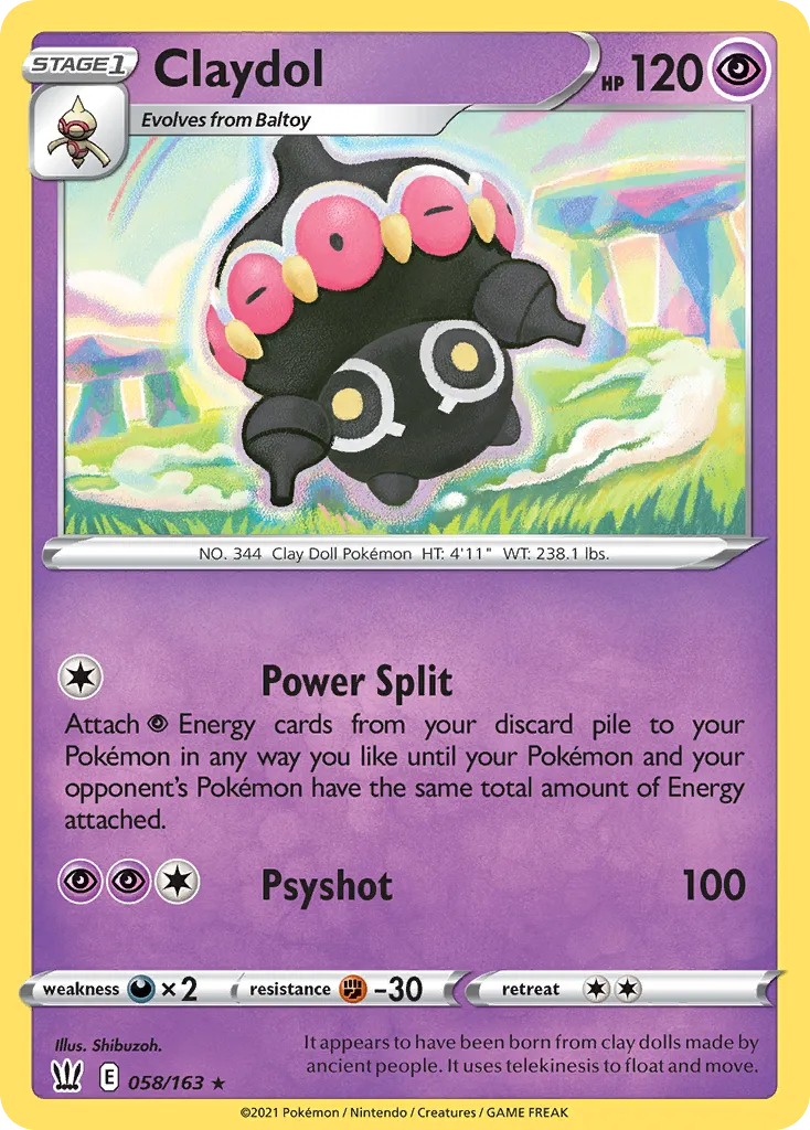 2021 Battle Styles Claydol #058/163 Rare card image