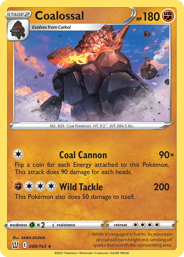 2021 Battle Styles Coalossal Rare Holo #080/163 Rare Holo card image