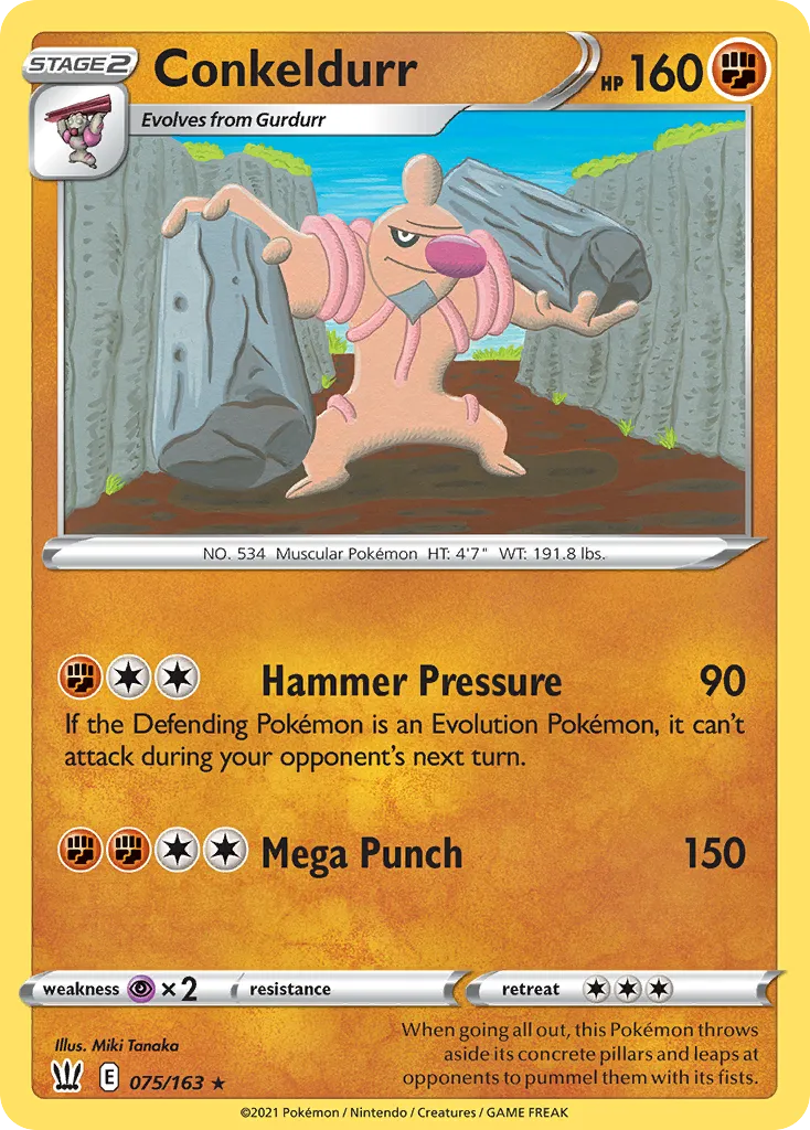 2021 Battle Styles Conkeldurr #075/163 Rare card image
