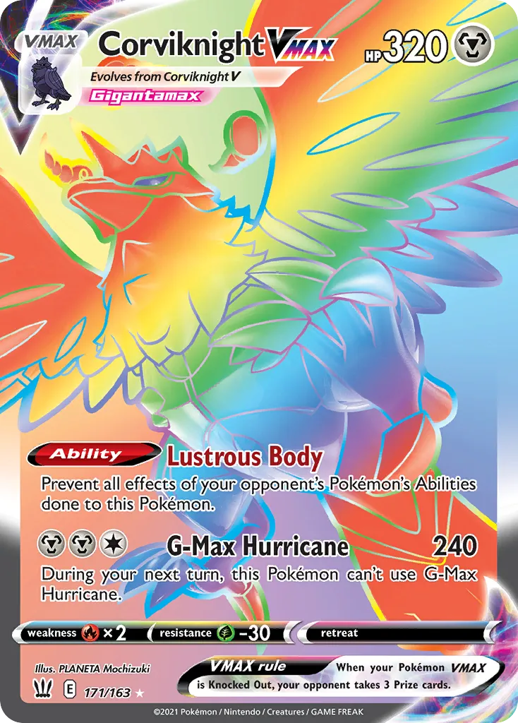 2021 Battle Styles Corviknight VMAX #171/163 Rare Rainbow card image