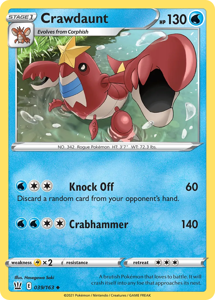 2021 Battle Styles Crawdaunt Uncommon #039/163 Uncommon card image