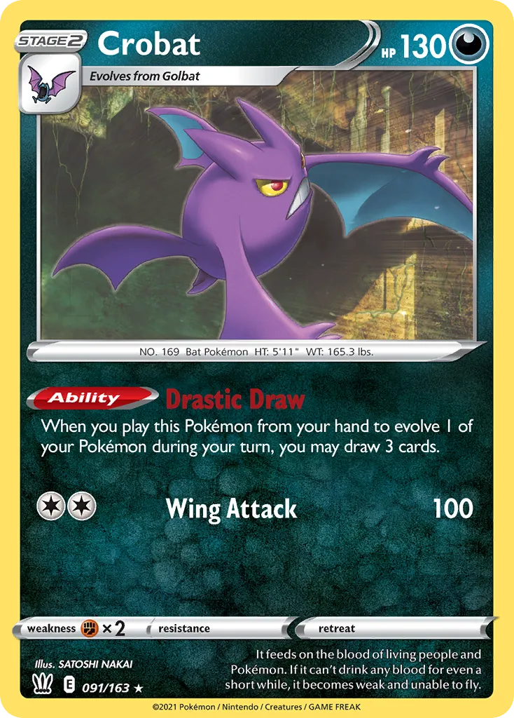 2021 Battle Styles Crobat Rare Holo #091/163 Rare Holo card image