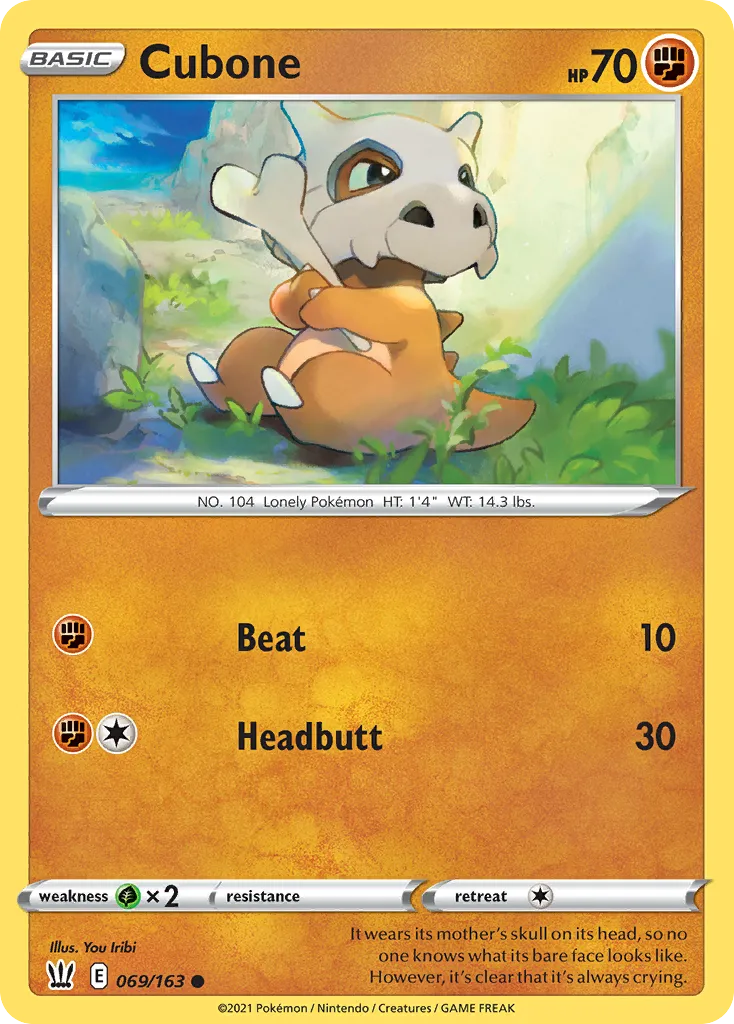 2021 Battle Styles Cubone Common #069/163 Common card image
