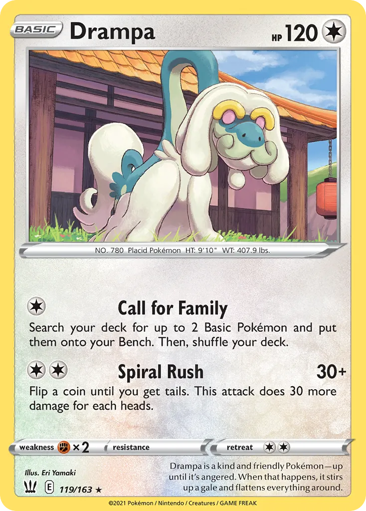 2021 Battle Styles Drampa #119/163 Rare card image