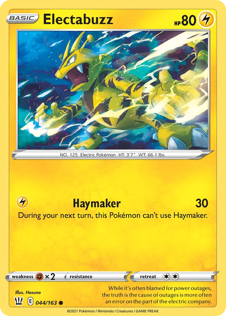 2021 Battle Styles Electabuzz Common #044/163 Common card image