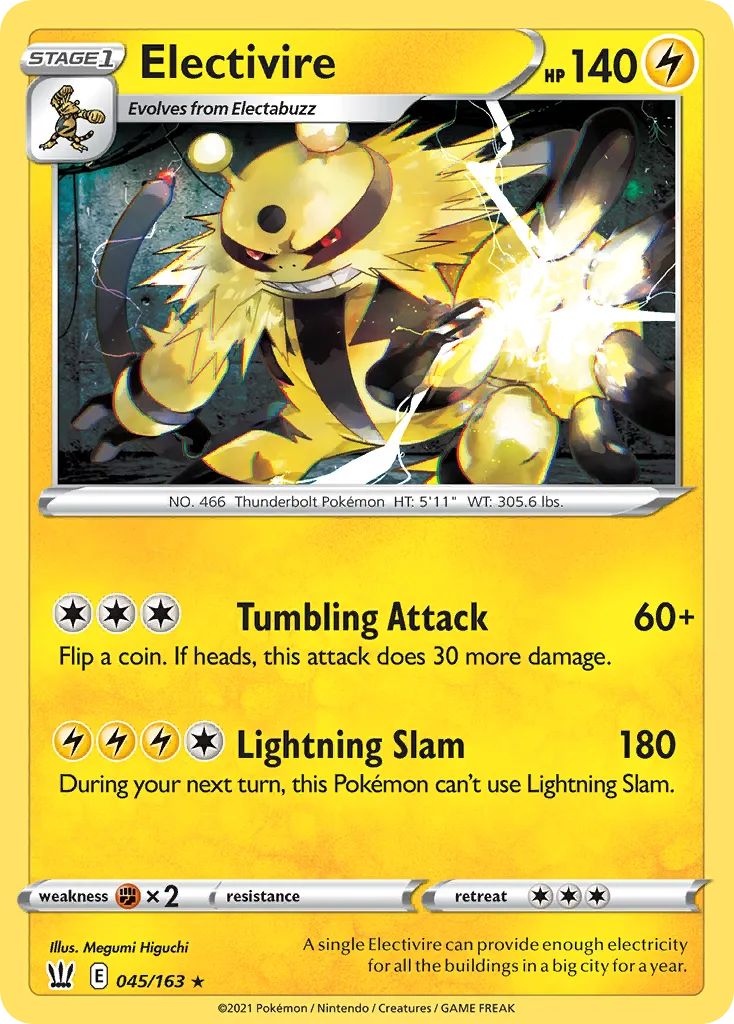 2021 Battle Styles Electivire #045/163 Rare card image