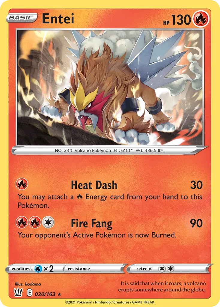 2021 Battle Styles Entei Rare Holo #020/163 Rare Holo card image
