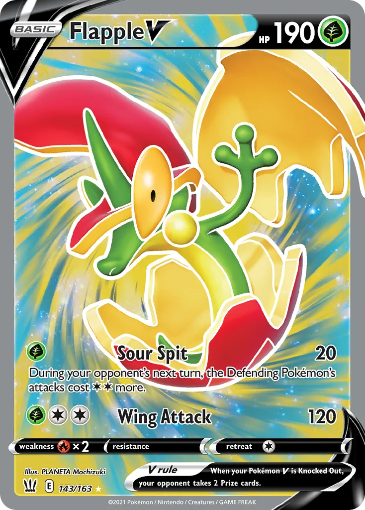 2021 Battle Styles Flapple V #143/163 Rare Ultra card image