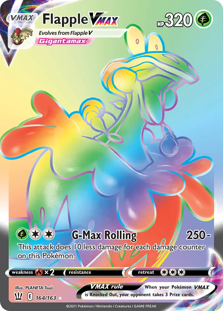 2021 Battle Styles Flapple VMAX #164/163 Rare Rainbow card image