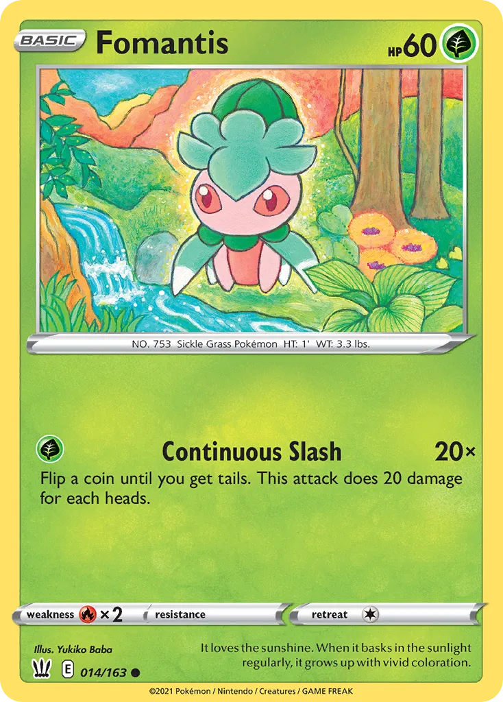 2021 Battle Styles Fomantis Common #014/163 Common card image