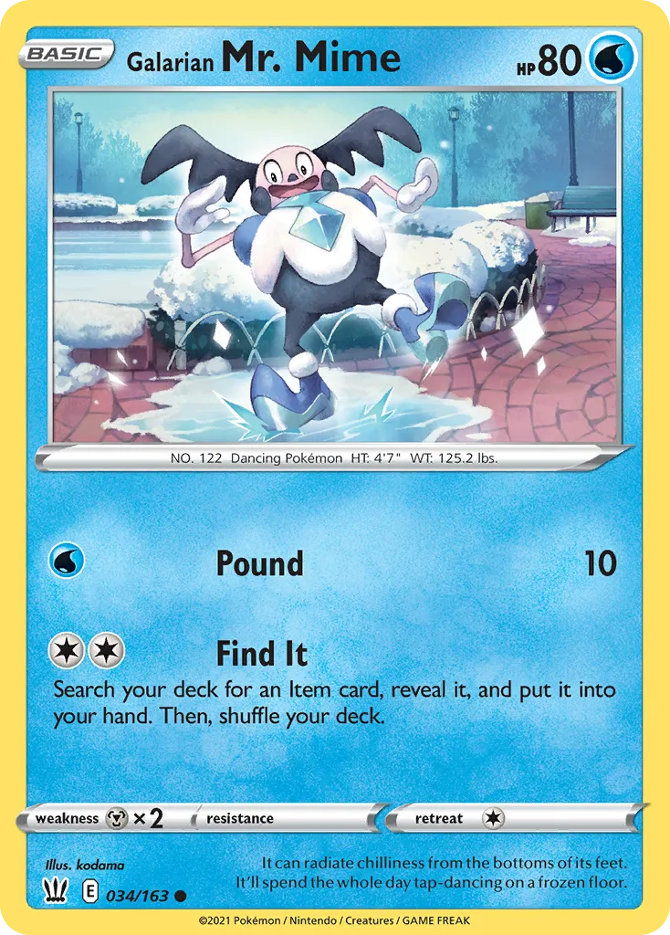 2021 Battle Styles Galarian Mr. Mime Common #034/163 Common card image