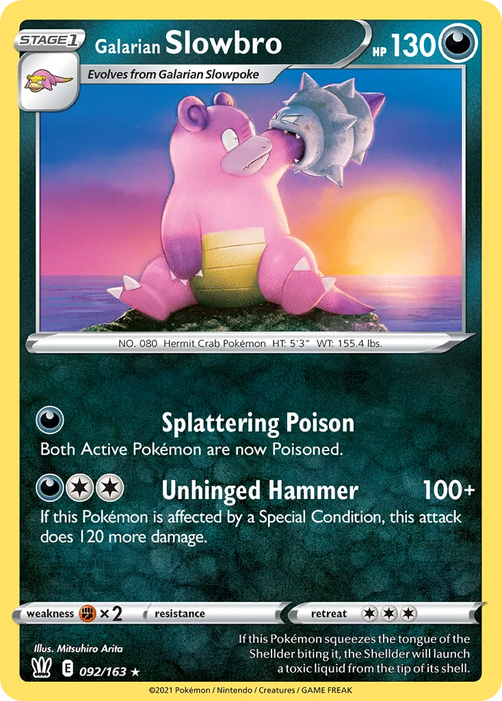2021 Battle Styles Galarian Slowbro #092/163 Rare card image