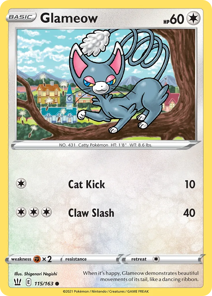 2021 Battle Styles Glameow #115/163 Common card image
