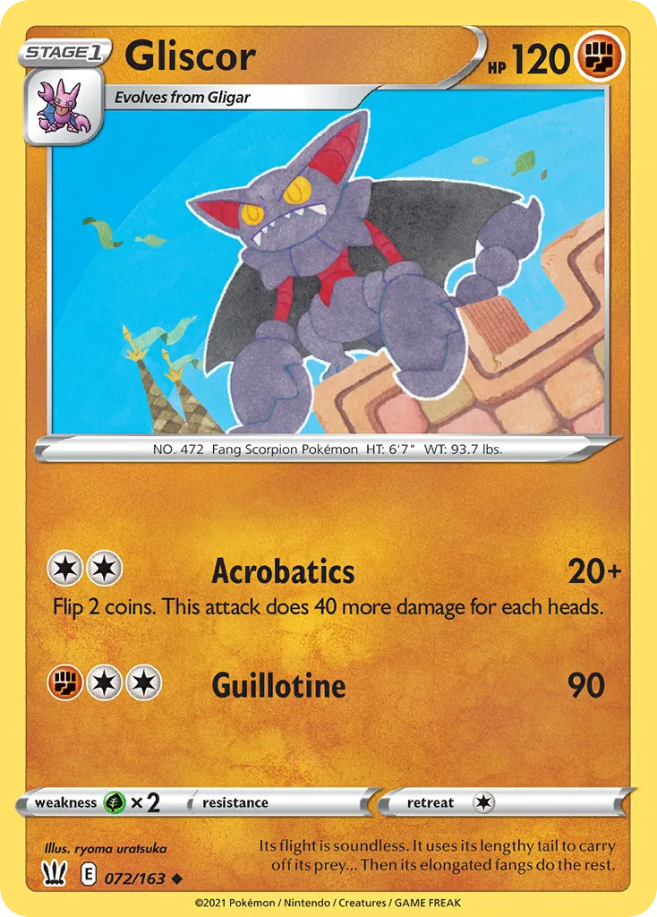 2021 Battle Styles Gliscor Uncommon #072/163 Uncommon card image