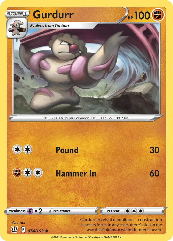 2021 Battle Styles Gurdurr Uncommon #074/163 Uncommon card image