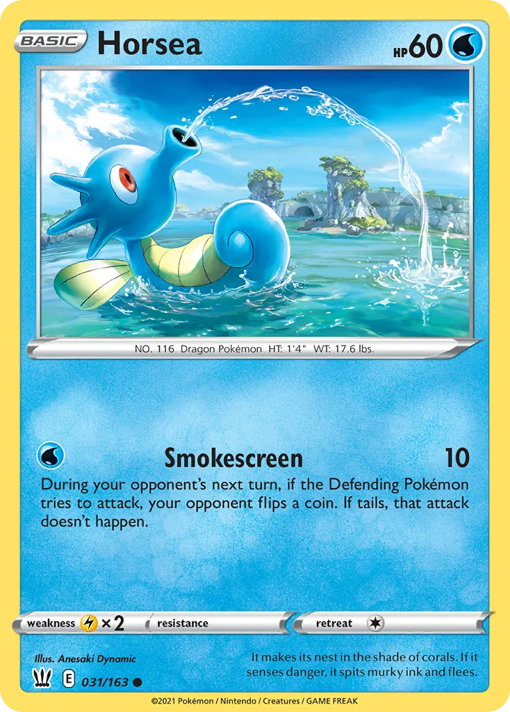 2021 Battle Styles Horsea Common #031/163 Common card image