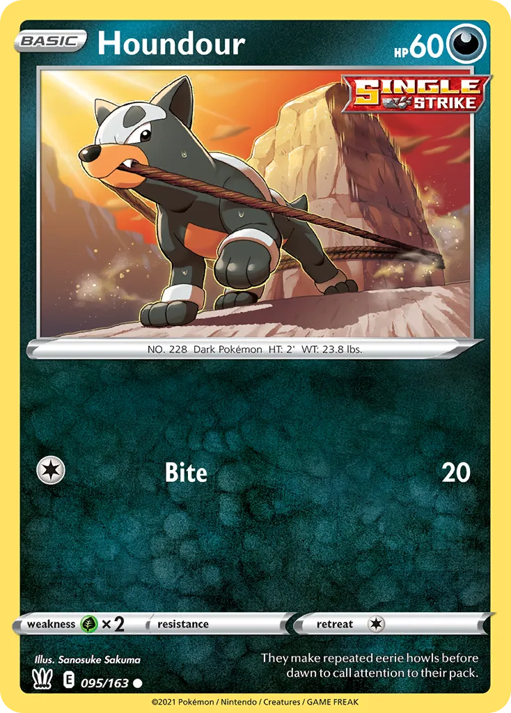 2021 Battle Styles Houndour Common #095/163 Common card image
