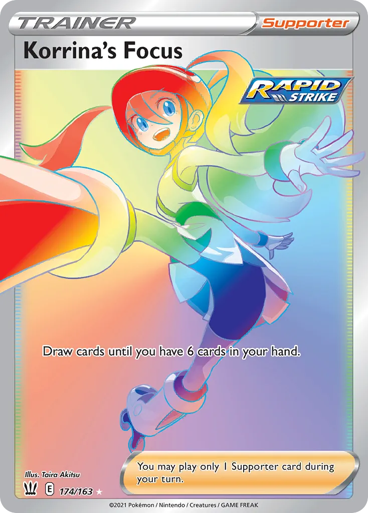 2021 Battle Styles Korrina's Focus #174/163 Rare Rainbow card image