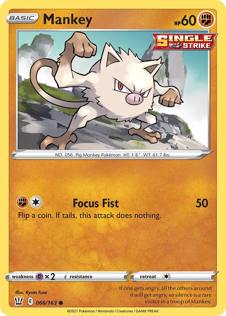 2021 Battle Styles Mankey Common #066/163 Common card image