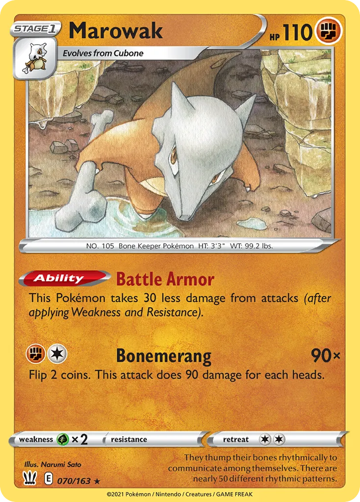 2021 Battle Styles Marowak #070/163 Rare card image