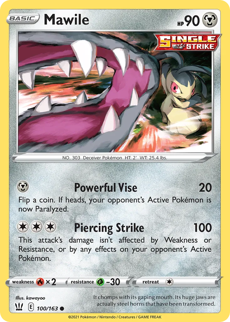 2021 Battle Styles Mawile Common #100/163 Common card image
