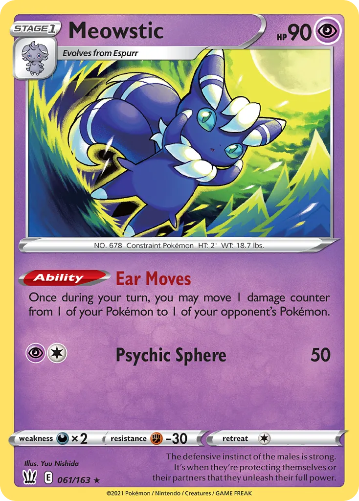2021 Battle Styles Meowstic Rare Holo #061/163 Rare Holo card image