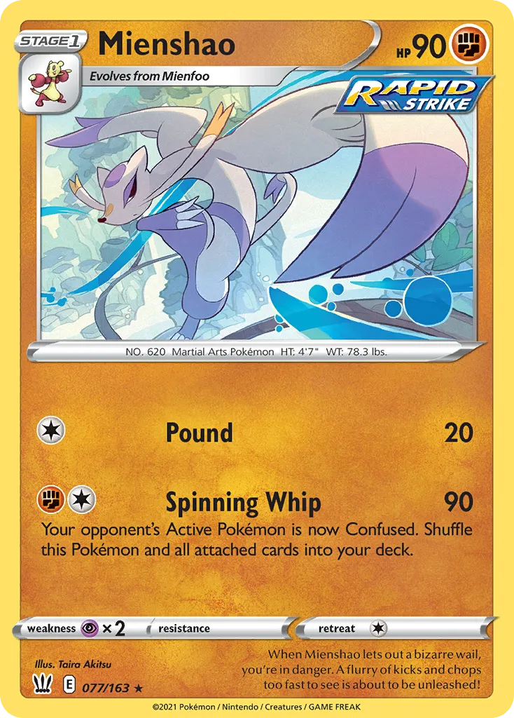 2021 Battle Styles Mienshao #077/163 Rare card image