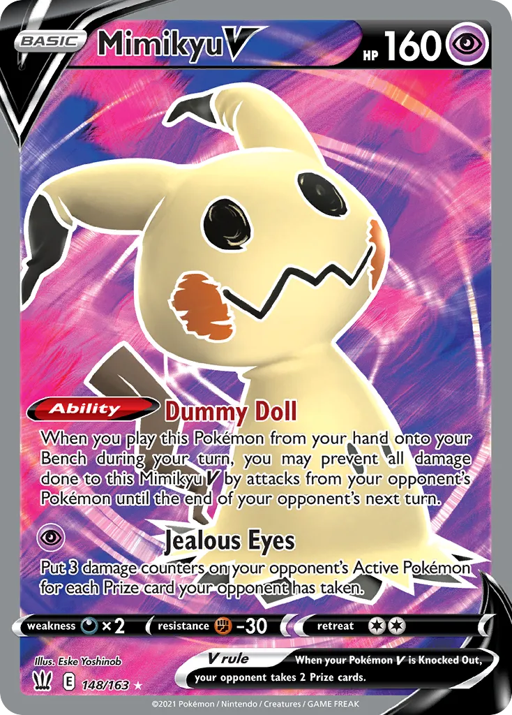 2021 Battle Styles Mimikyu V Rare Holo V #062/163 Rare Holo V card image