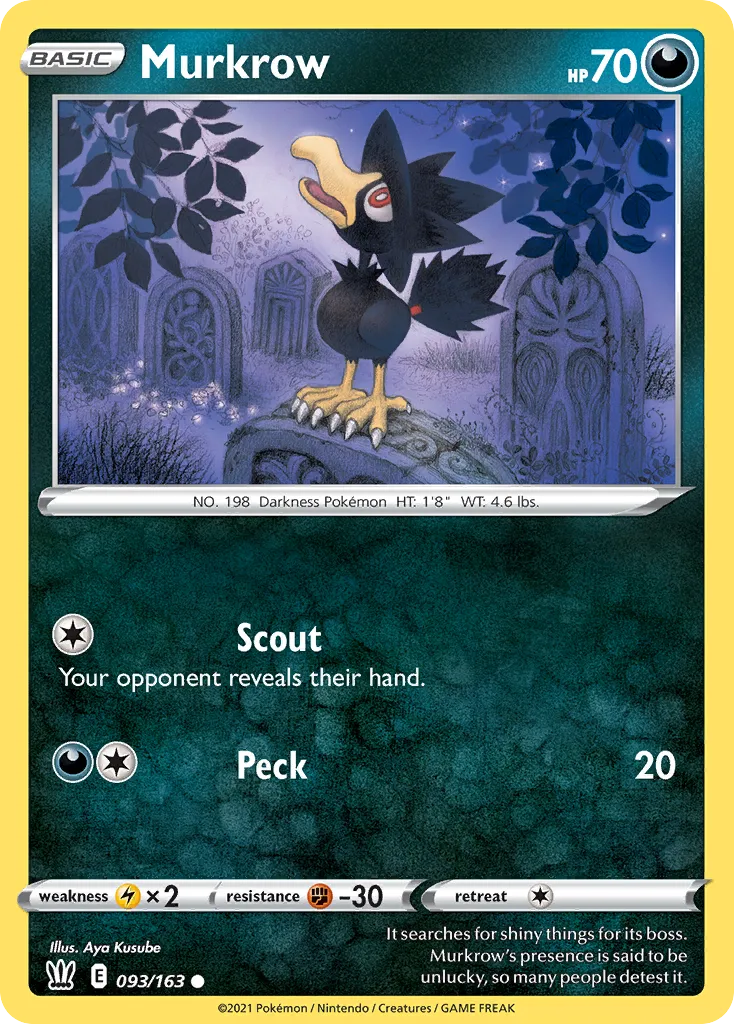2021 Battle Styles Murkrow Common #093/163 Common card image