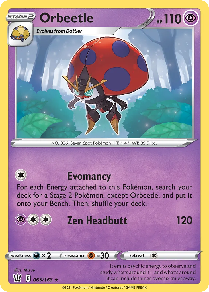 2021 Battle Styles Orbeetle Rare Holo #065/163 Rare Holo card image