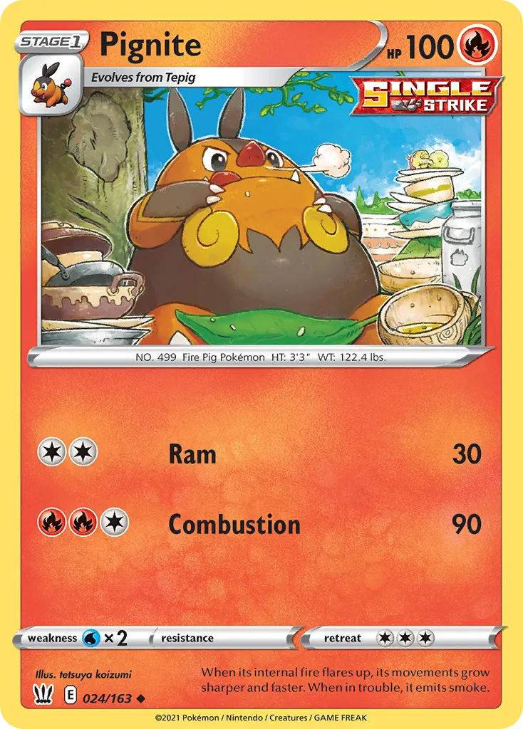 2021 Battle Styles Pignite Uncommon #024/163 Uncommon card image