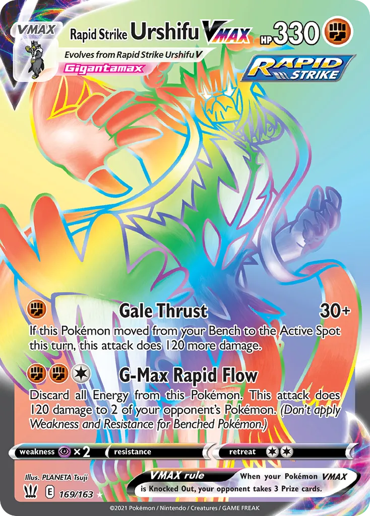 2021 Battle Styles Rapid Strike Urshifu VMAX #169/163 Rare Rainbow card image