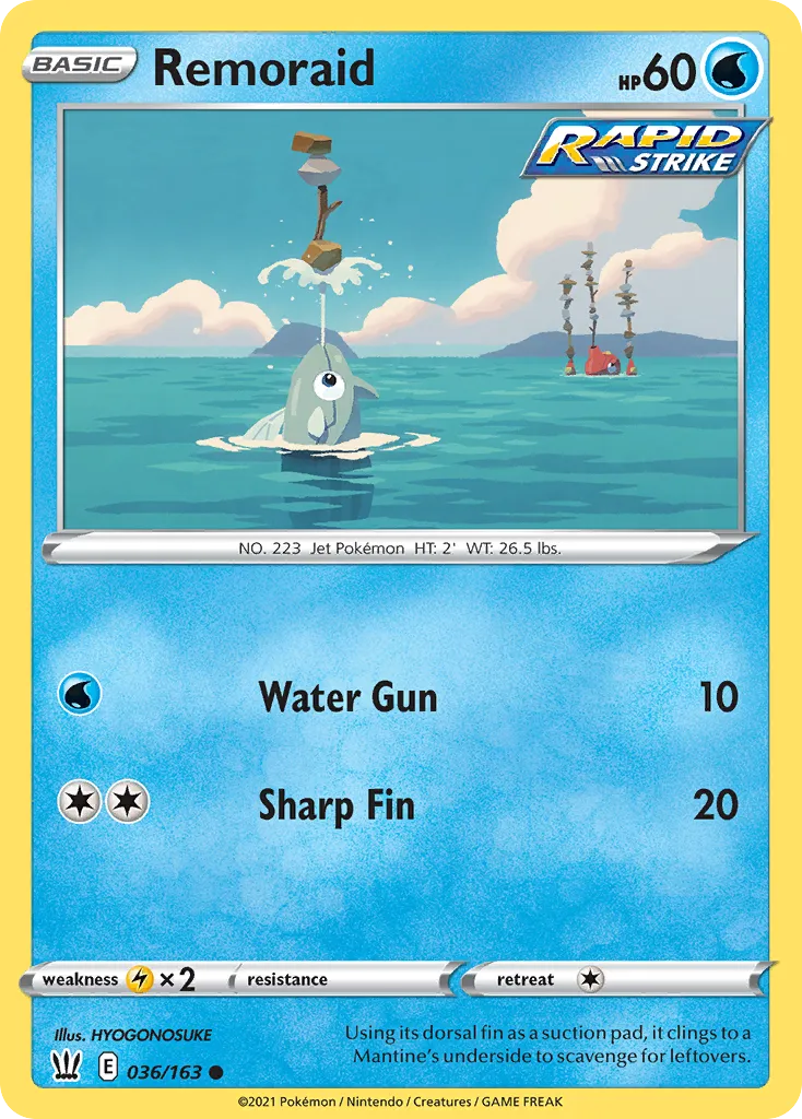 2021 Battle Styles Remoraid Common #036/163 Common card image