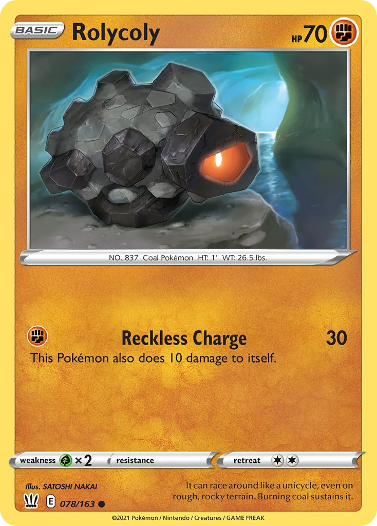 2021 Battle Styles Rolycoly Common #078/163 Common card image