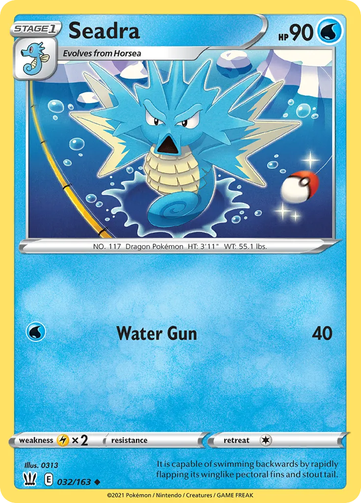 2021 Battle Styles Seadra Uncommon #032/163 Uncommon card image