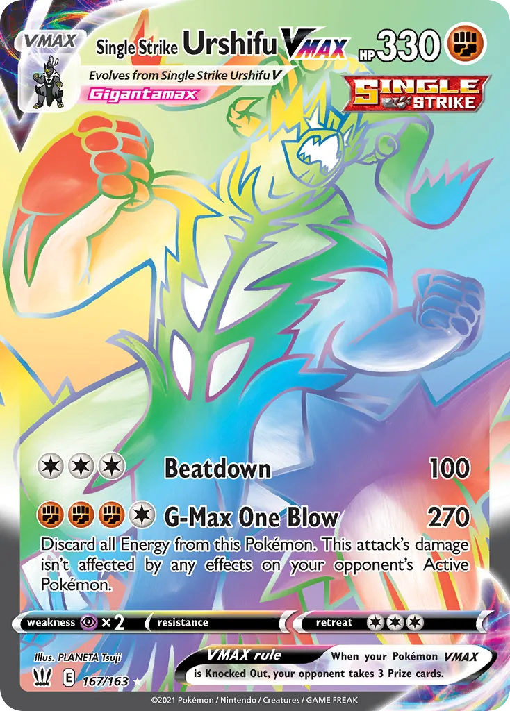 2021 Battle Styles Single Strike Urshifu VMAX #168/163 Rare Rainbow card image