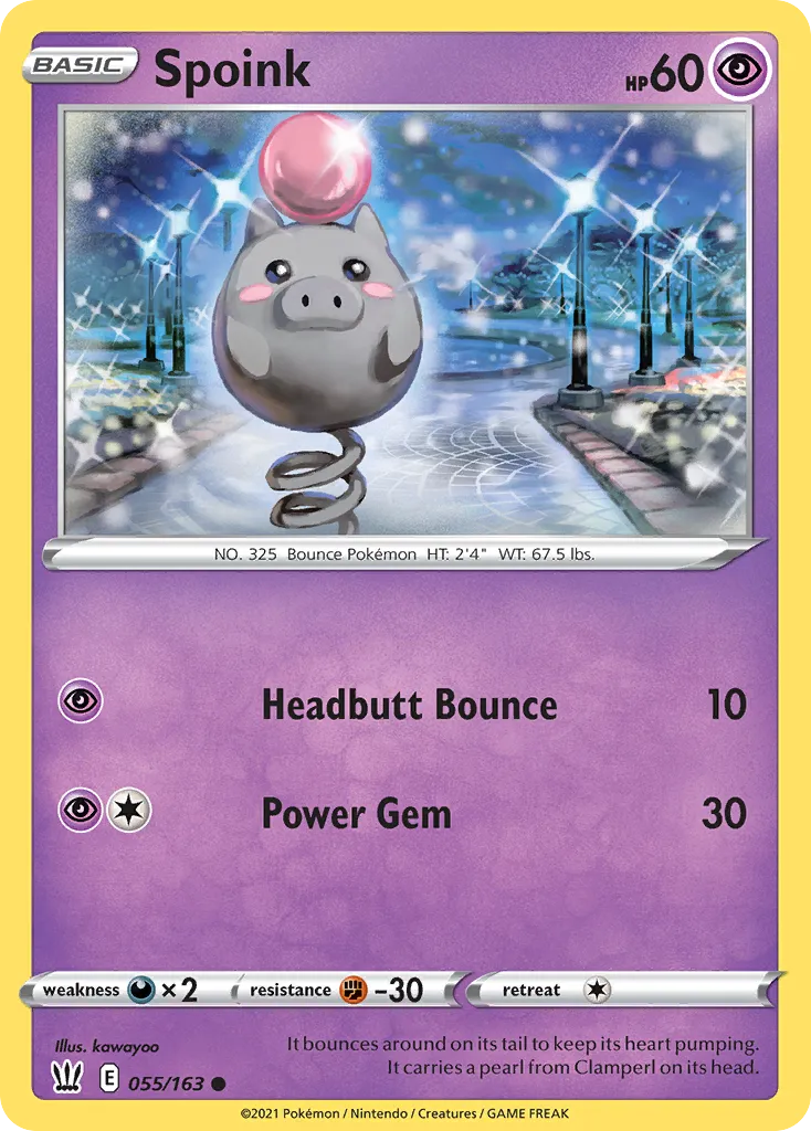 2021 Battle Styles Spoink Common #055/163 Common card image