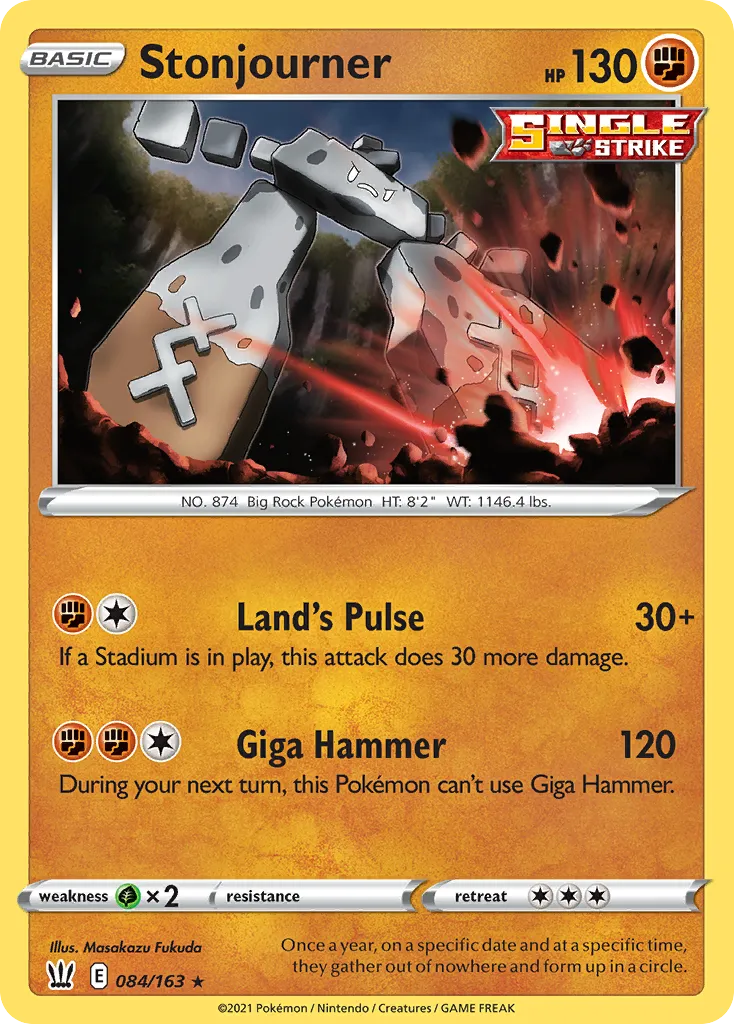 2021 Battle Styles Stonjourner #084/163 Rare card image
