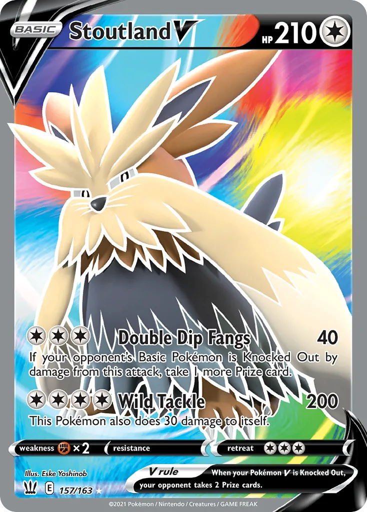 2021 Battle Styles Stoutland V Rare Holo V #117/163 Rare Holo V card image