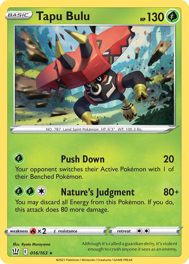 2021 Battle Styles Tapu Bulu Rare Holo #016/163 Rare Holo card image
