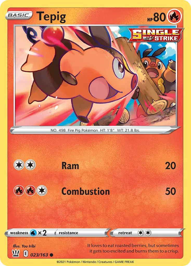 2021 Battle Styles Tepig Common #023/163 Common card image