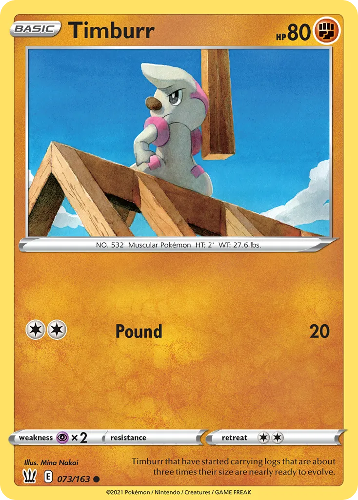 2021 Battle Styles Timburr Common #073/163 Common card image