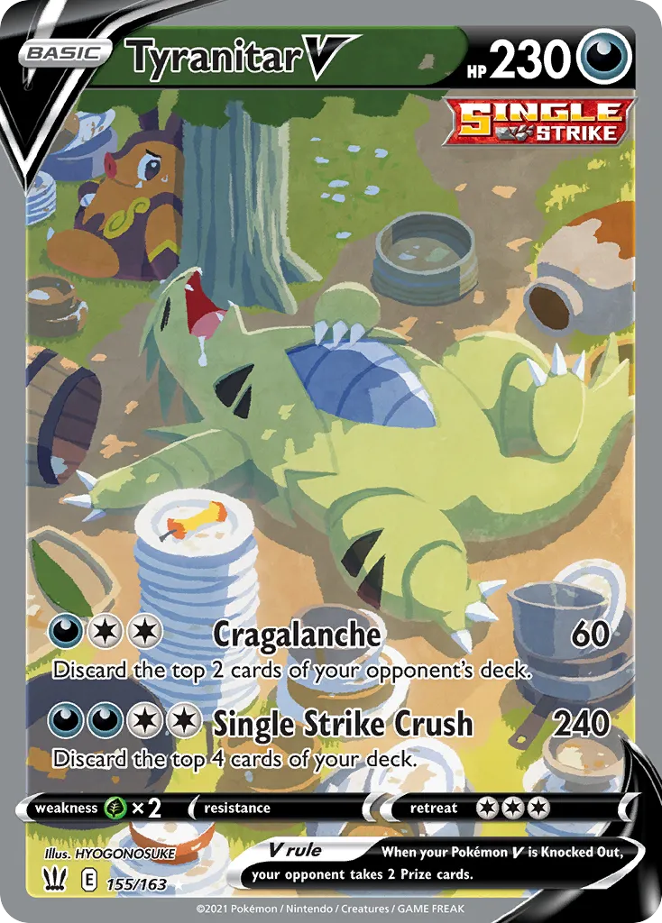 2021 Battle Styles Tyranitar V #154/163 Rare Ultra card image
